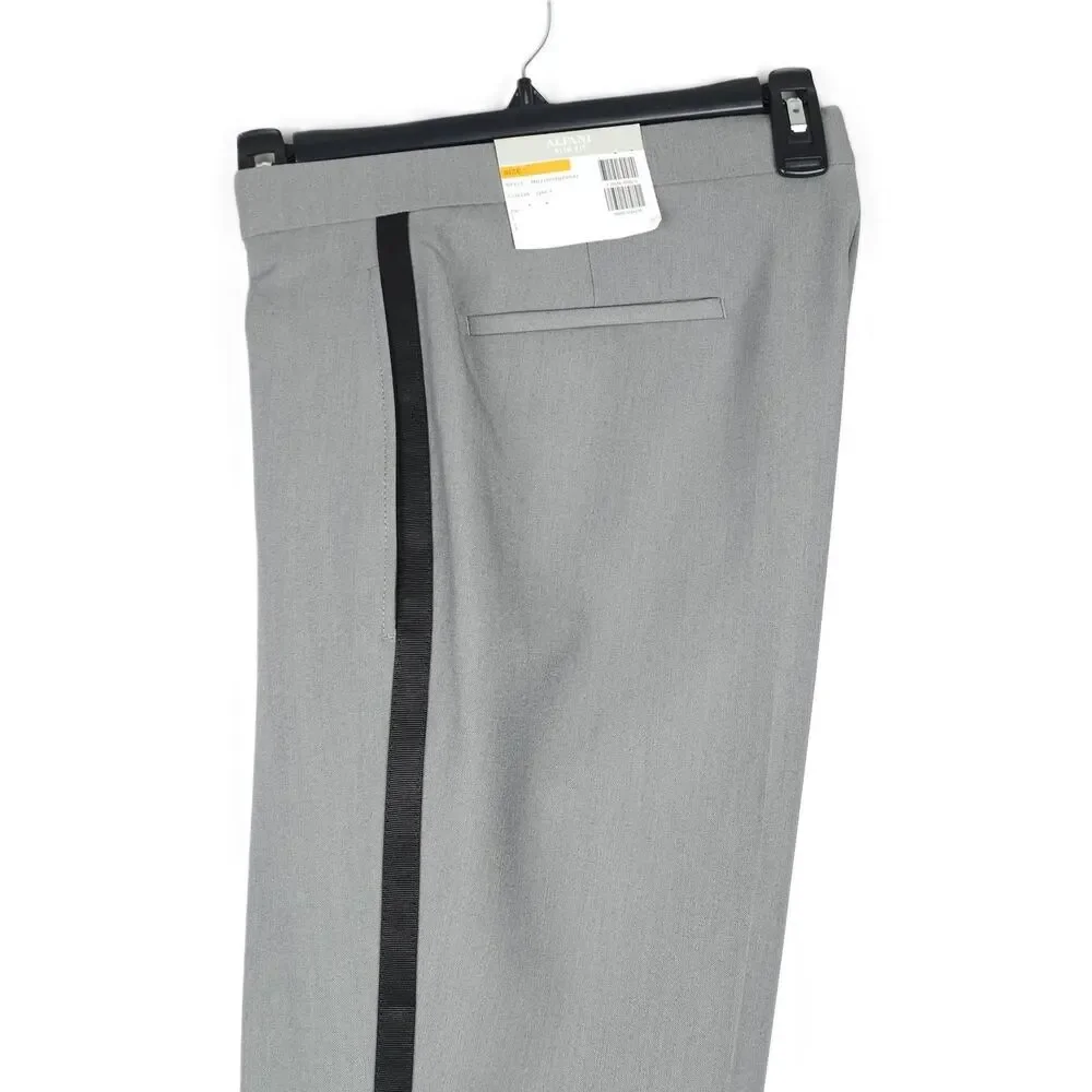 Alfani Mens Slim Fit 2 Piece Tuxedo Suit 46L 34x34 Grey Black Stretch Tech NWT
